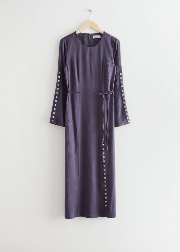& Other Stories Buttoned Midi Dress Purple