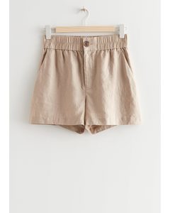 Relaxed Linen Shorts Beige