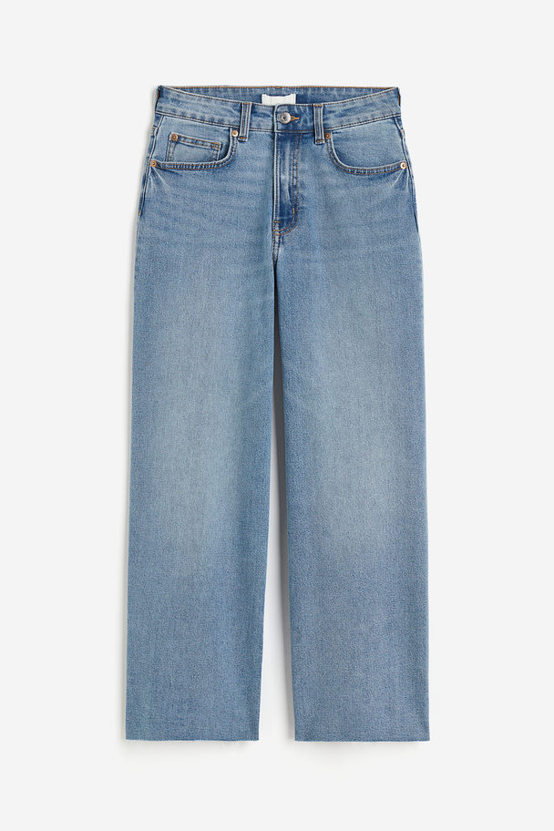 H&M Wide High Ankle Jeans Licht Denimblauw