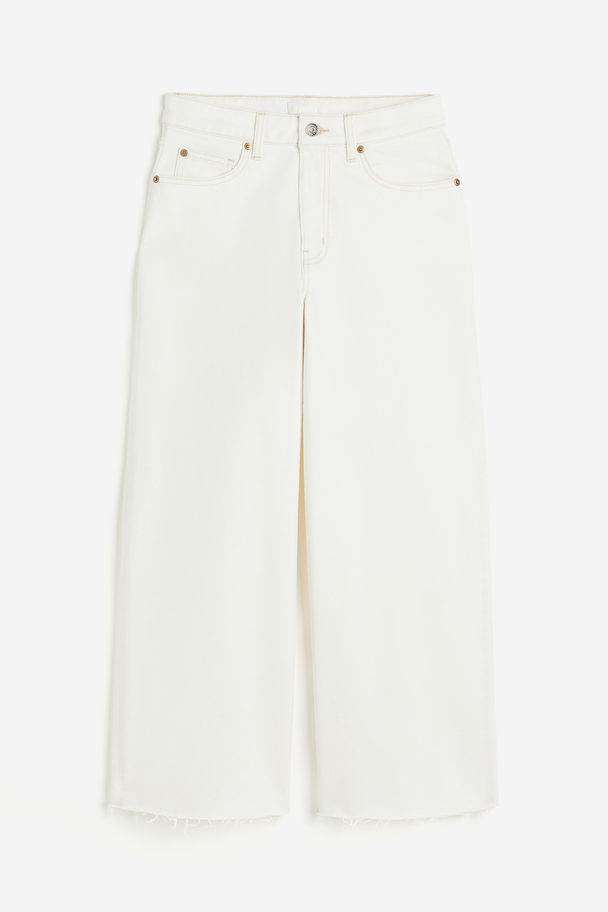 H&M Wide High Ankle Jeans Weiß