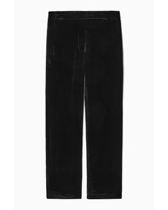 Straight-leg Velvet Trousers Black