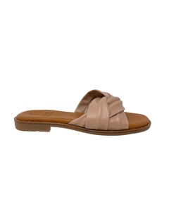 Aglaya Tan Leather Flat Sandal