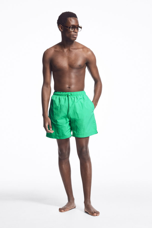 COS Nylon Drawstring Swim Shorts Green