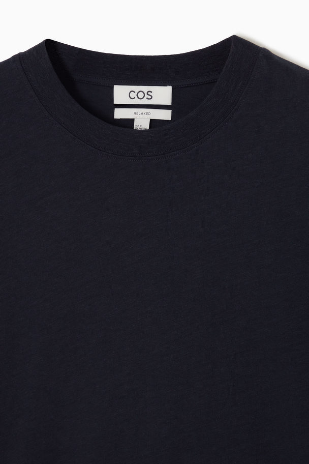 COS Short-sleeve Cotton-blend T-shirt Blue