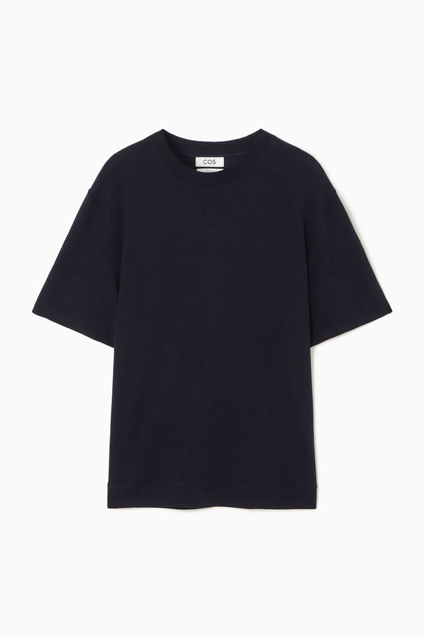 COS Short-sleeve Cotton-blend T-shirt Blue