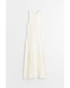 Pointelle-knit Dress Cream