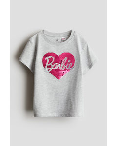 T-shirt Med Vendbare Pailletter Gråmeleret/barbie