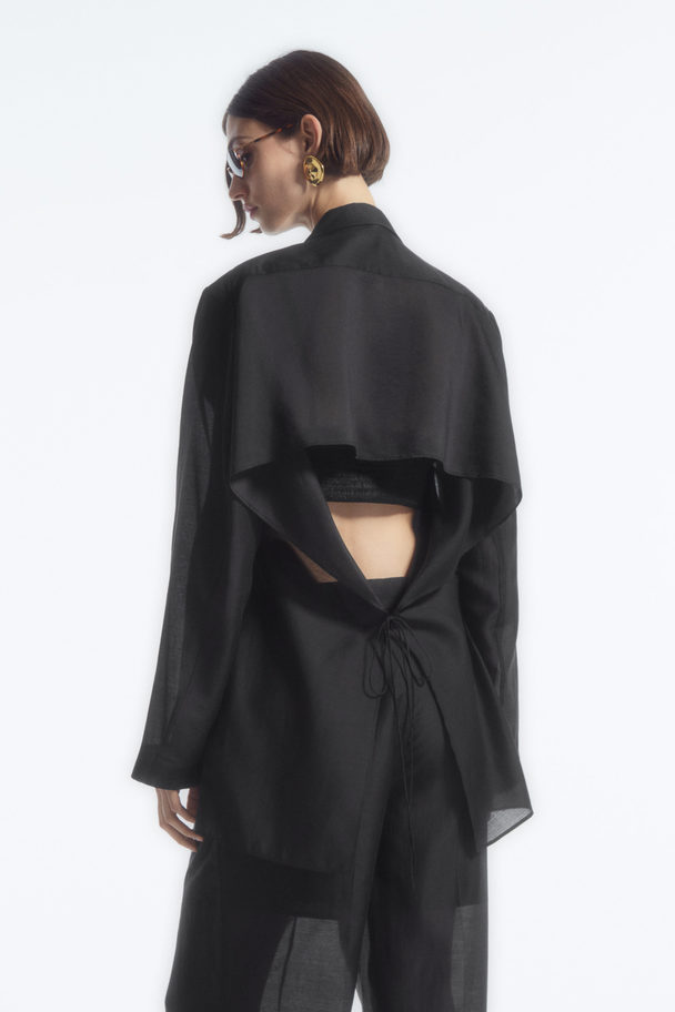 COS Draped Open-back Blazer Black