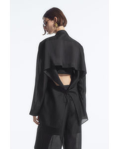 Draped Open-back Blazer Black