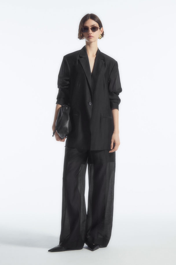 COS Draped Open-back Blazer Black