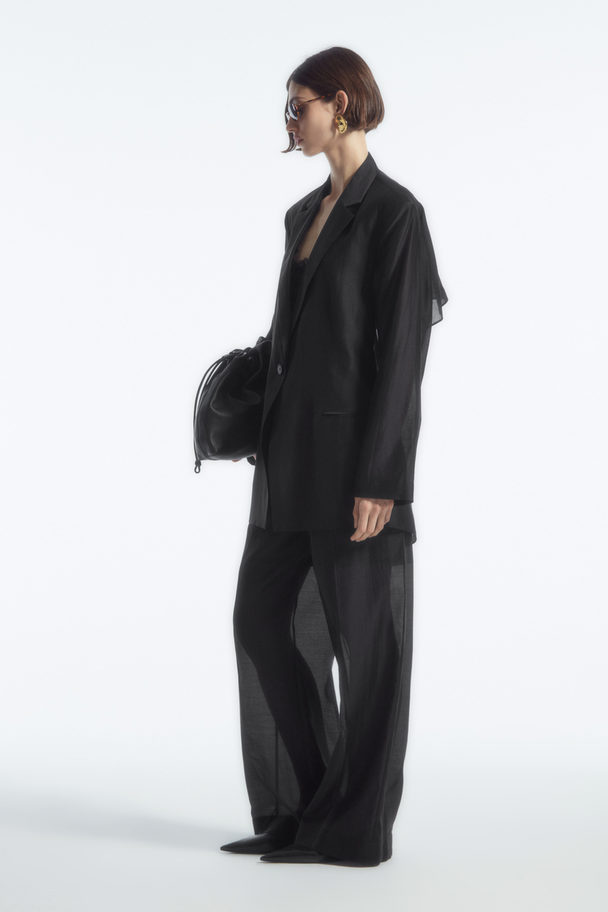 COS Draped Open-back Blazer Black