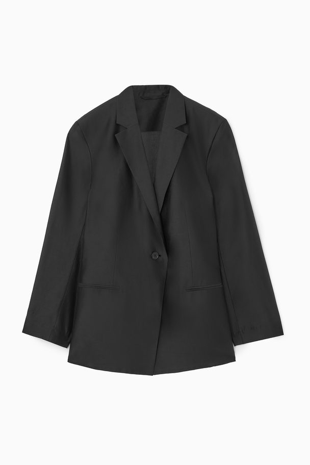 COS Draped Open-back Blazer Black