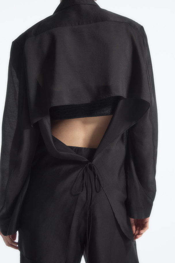 COS Draped Open-back Blazer Black