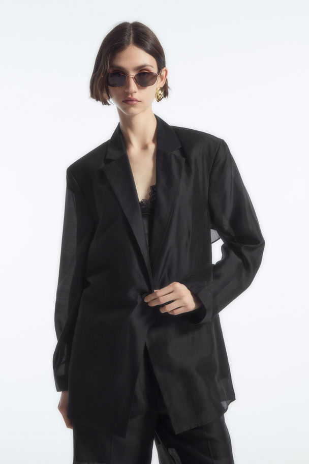 COS Draped Open-back Blazer Black