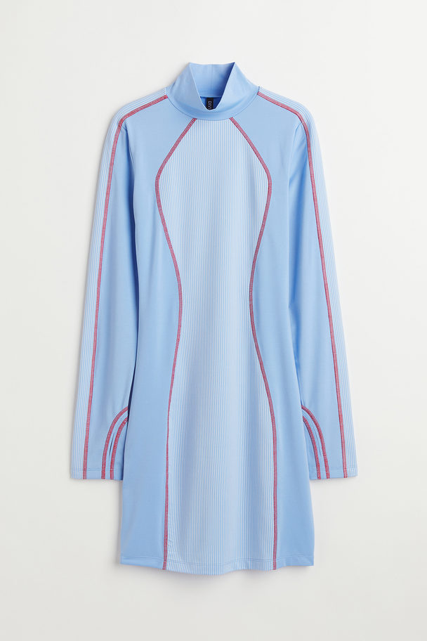 H&M Fitted Dress Light Blue/red