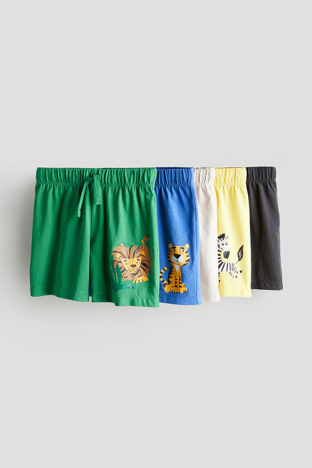 H&M 5-pack Pull-on Shorts Green/animals
