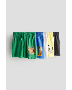 5-pack Pull-on Shorts Green/animals