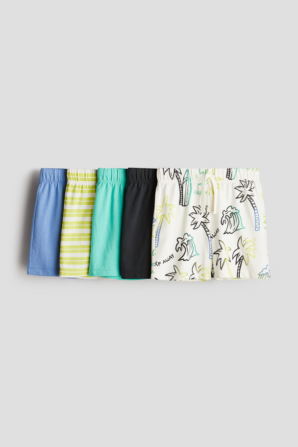 H&M 5-pack Pull-on Shorts White/palm Trees