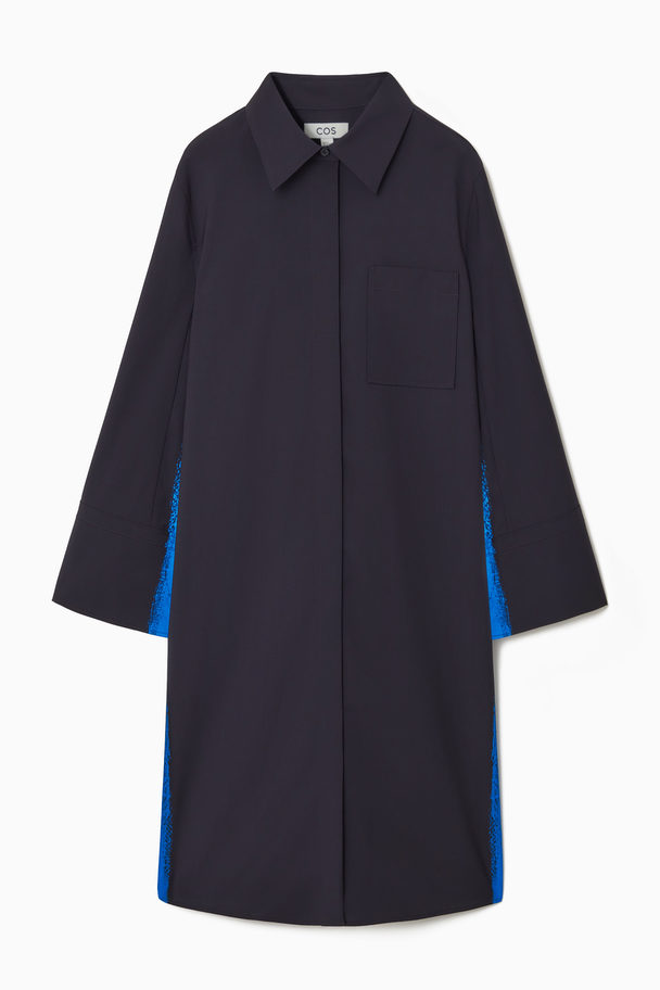 COS Painted Wool Shirt Dress Navy / Bright Blue
