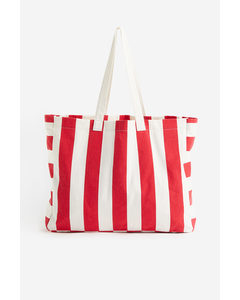 Bedruckter Shopper aus Canvas Rot/Gestreift