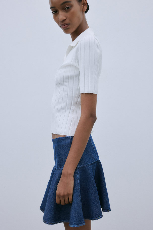 H&M Flared Mini Skirt Denim Blue