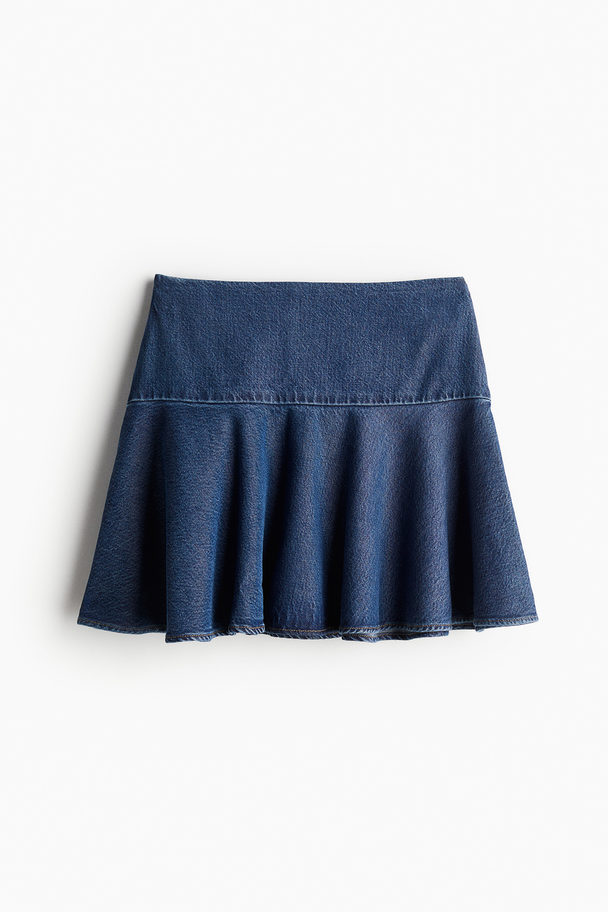 H&M Flared Mini Skirt Denim Blue