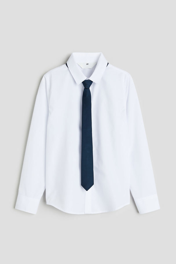 H&M Overhemd Met Vlinder-/stropdas Wit/stropdas