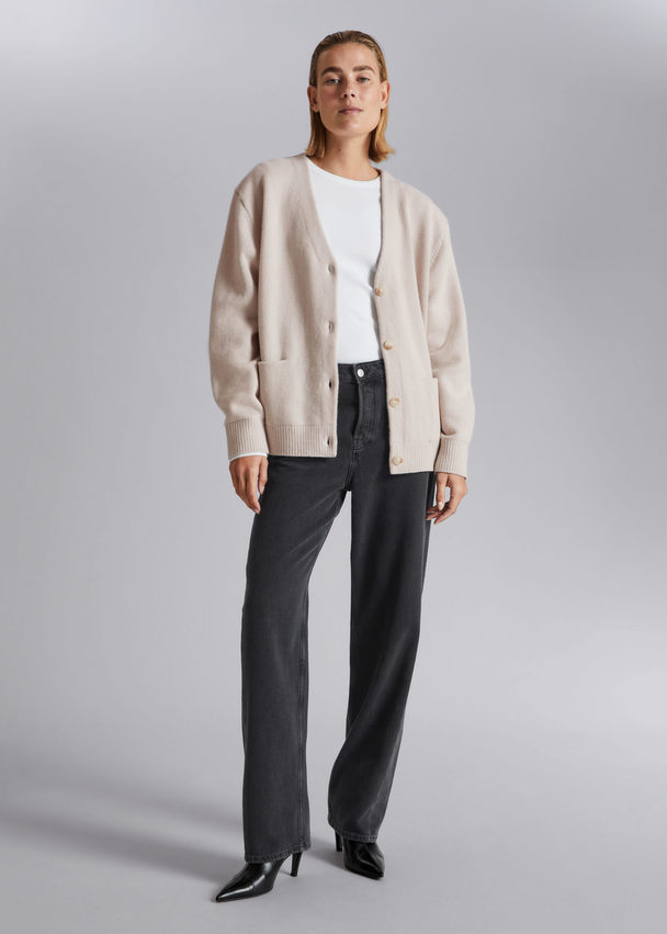 & Other Stories Oversized Wool Cardigan Light Beige