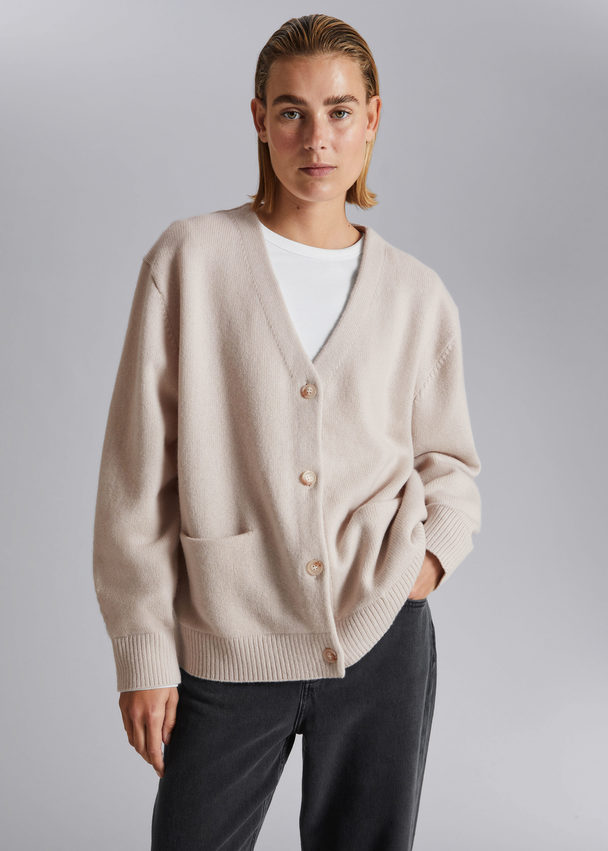 & Other Stories Oversized Wool Cardigan Light Beige