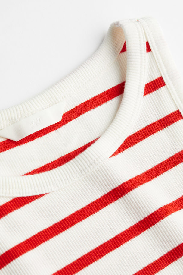 H&M Cropped Vest Top White/red Striped