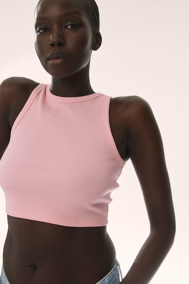 H&M Cropped Tanktop Lichtroze