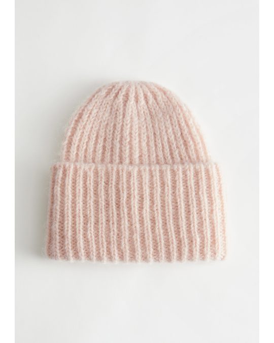 & Other Stories Ribbed Mohair Beanie Cream