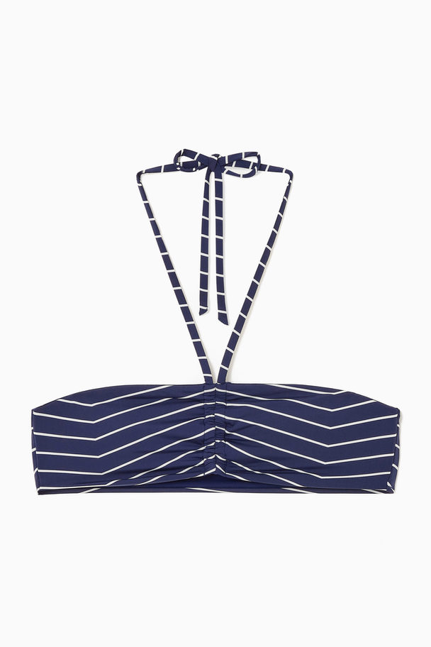 COS Halterneck Bandeau Bikini Top Navy / Striped
