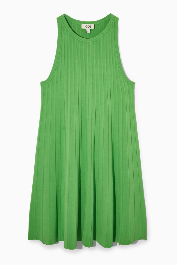 COS Pleated A-line Mini Dress Bright Green