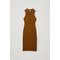 V-neck Ribbed Dress Light Brown