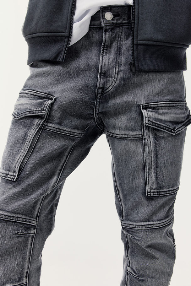H&M Slim Cargo Jeans Denimgrå