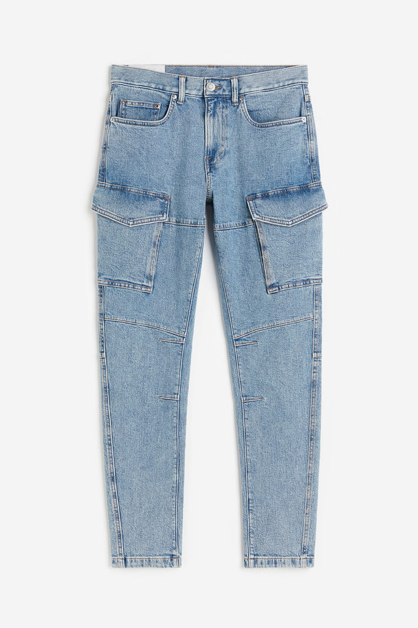H&M Slim Cargo Jeans Licht Denimblauw