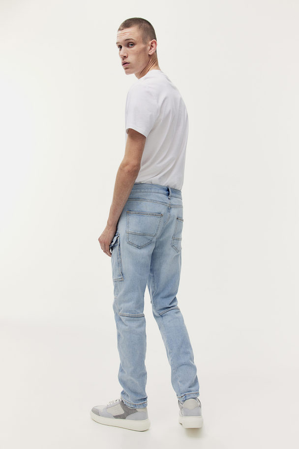 H&M Slim Cargo Jeans Lys Denimblå