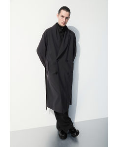 The Technical Wool-blend Trench Coat Dark Green