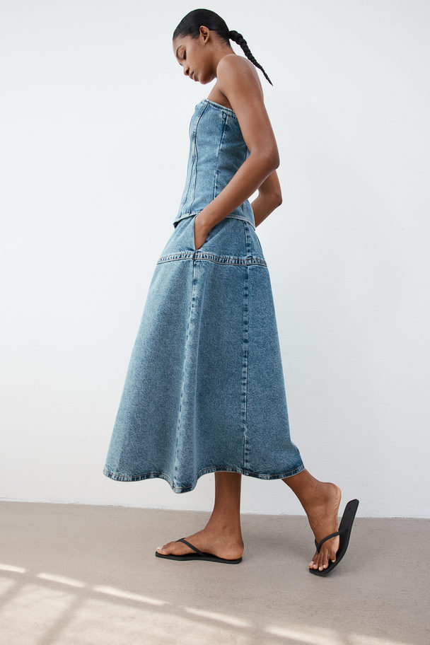 H&M Tellerrock aus Denim Denimblau