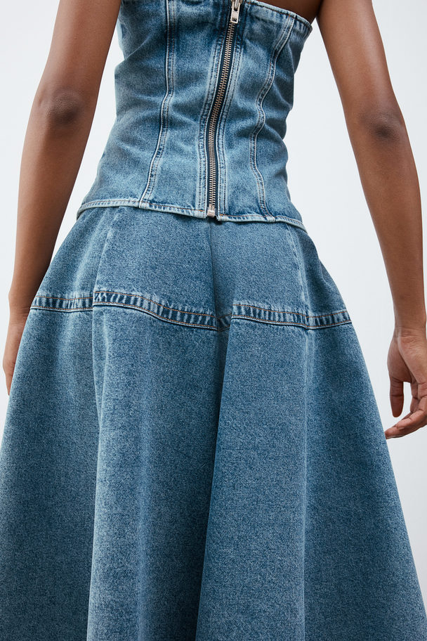 H&M Tellerrock aus Denim Denimblau