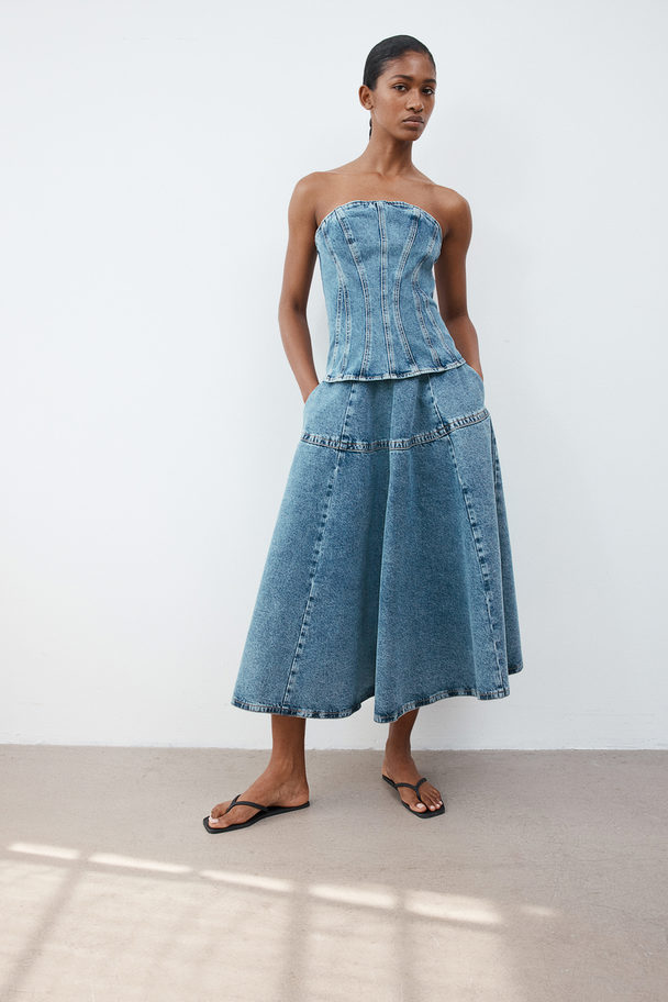 H&M Tellerrock aus Denim Denimblau