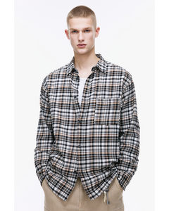 Loose Fit Flannel Shirt Black/brown Checked