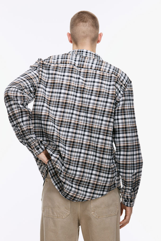 H&M Skjorte I Flonel Loose Fit Sort/brunternet