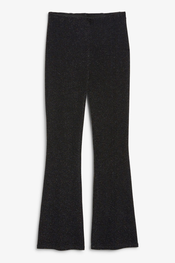 Monki Black Multi Sparkly High Waist Trousers Black Multi