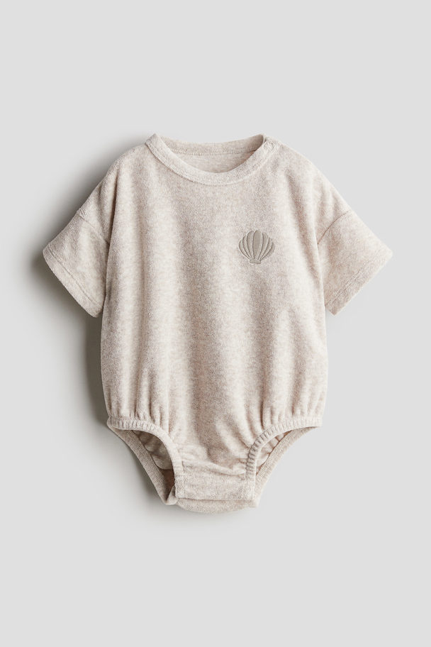 H&M Oversized Terry Romper Suit Light Mole/seashell