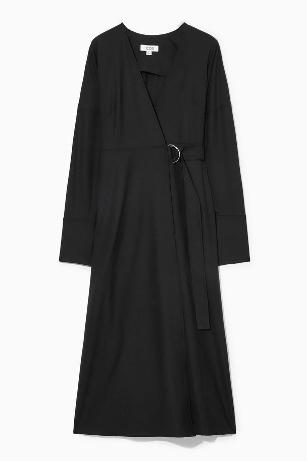 COS Wool-crepe Wrap Dress Black