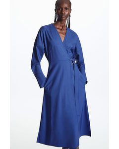 Wool-crepe Wrap Dress Blue