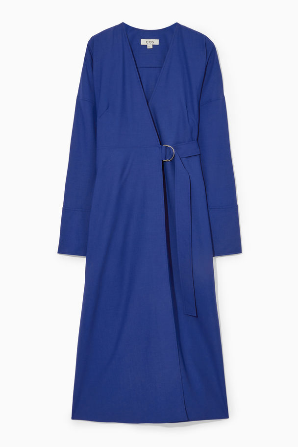 COS Wool-crepe Wrap Dress Blue