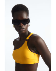 Ring-embellished Asymmetric Bikini Top Yellow
